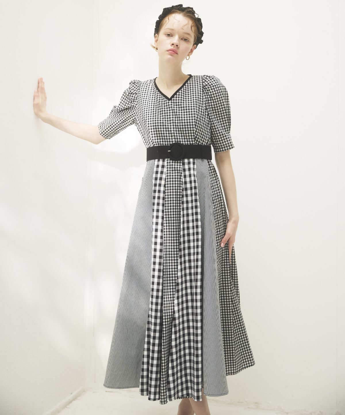 アンドクチュール「ギンガムMIXパネルワンピース」|ワンピース|