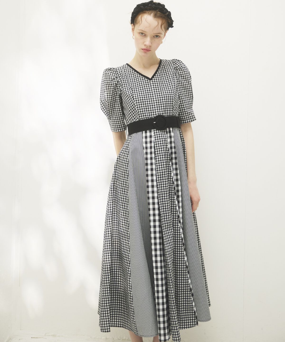 アンドクチュール「ギンガムMIXパネルワンピース」|ワンピース|
