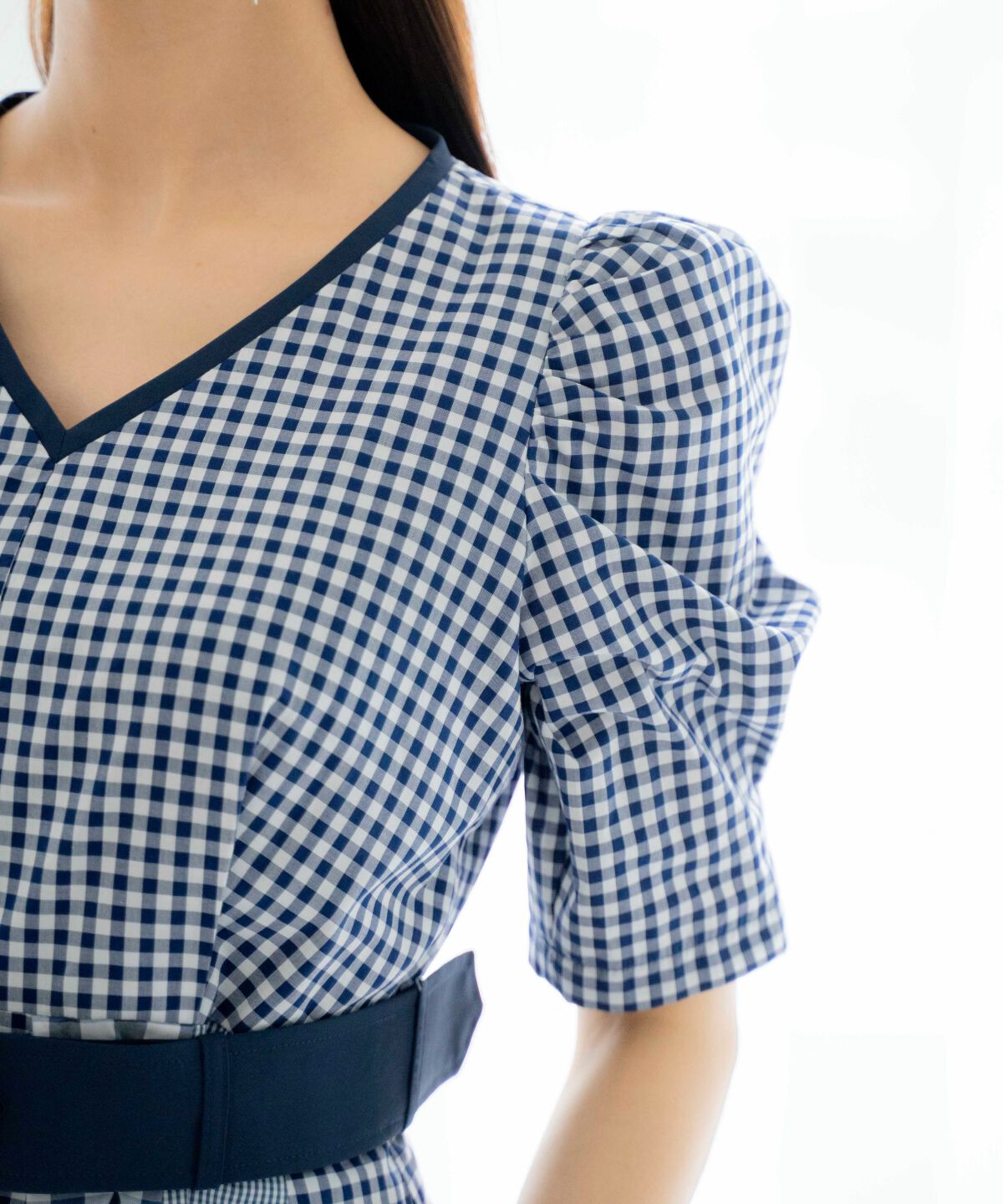 アンドクチュール「ギンガムMIXパネルワンピース」|ワンピース|