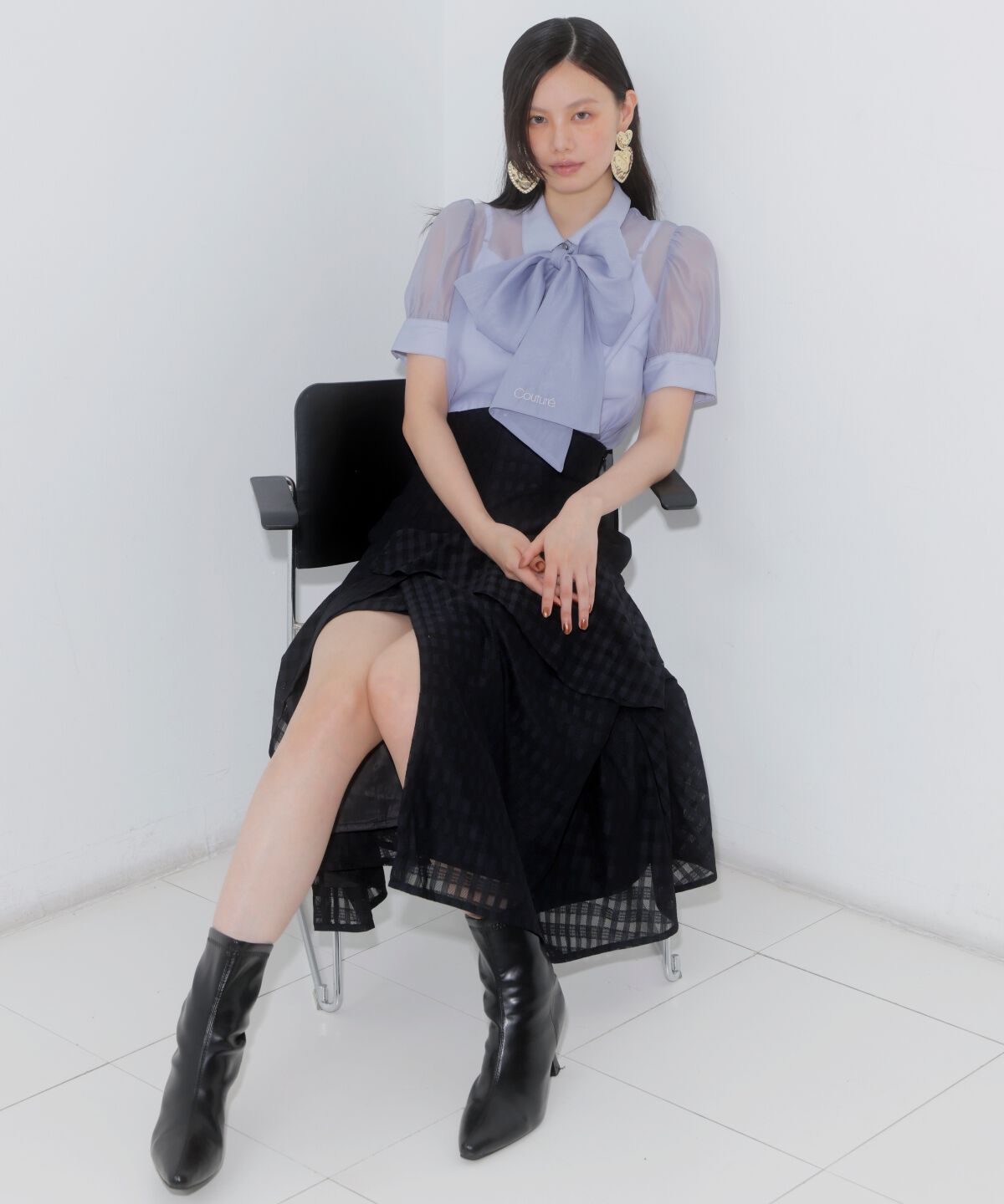 アンドクチュール「レースティアードスカート」|フレア|