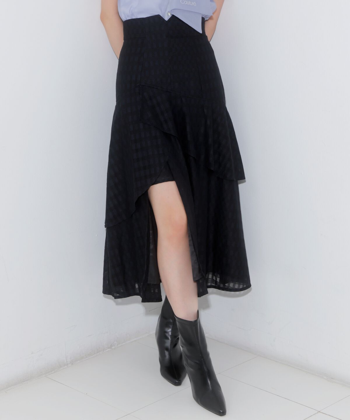 アンドクチュール「レースティアードスカート」|フレア|