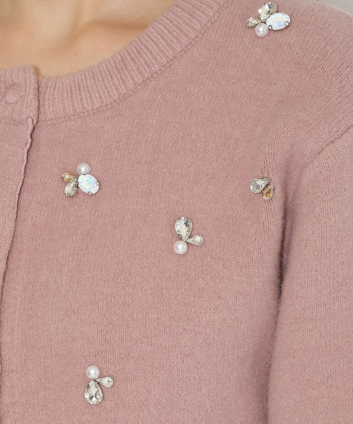 アンドクチュール「ビジュー付きニットカーディガン」|カーディガン|