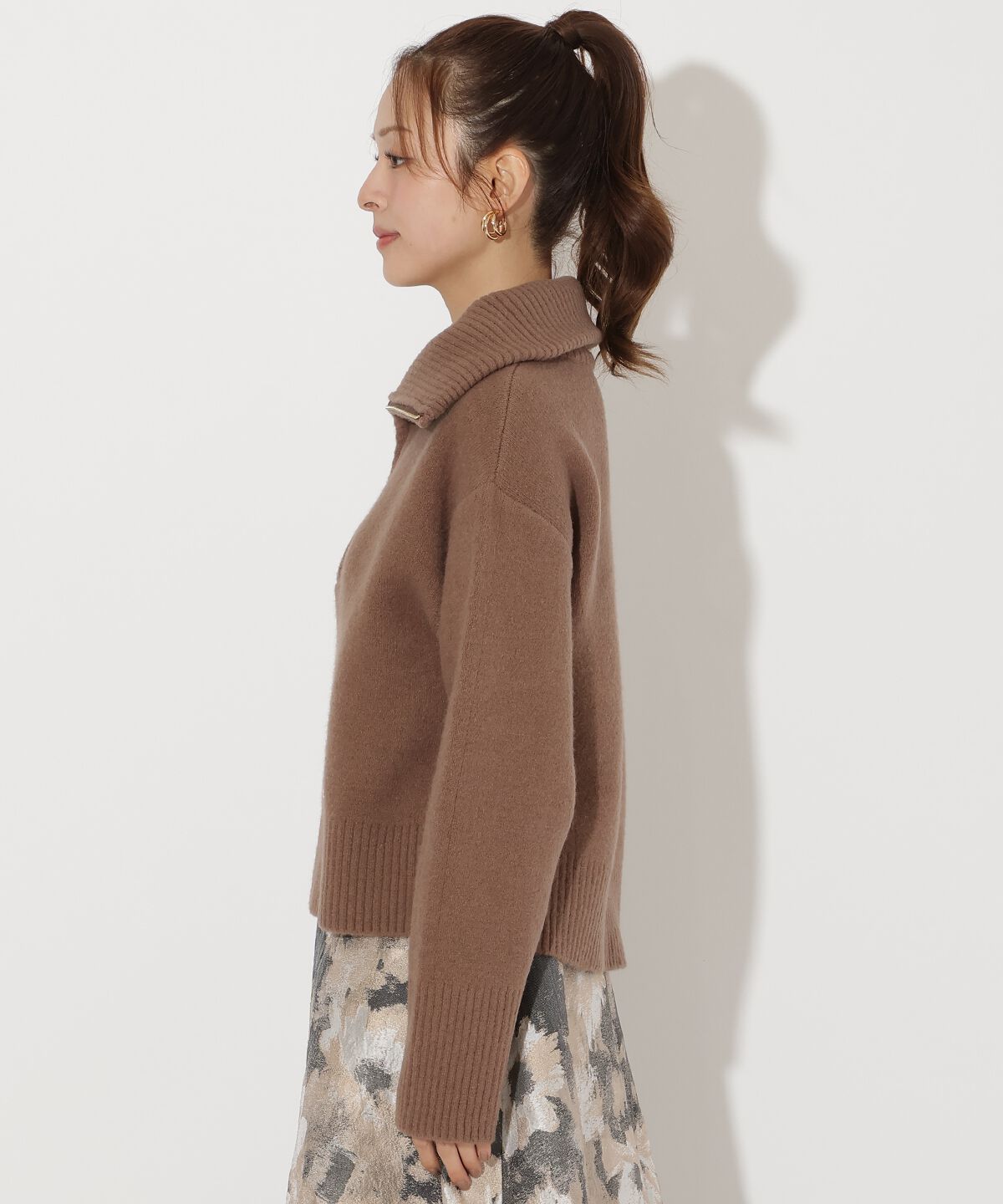 アンドクチュール「ZIPビッグカラープルオーバー」|ニット・セーター|