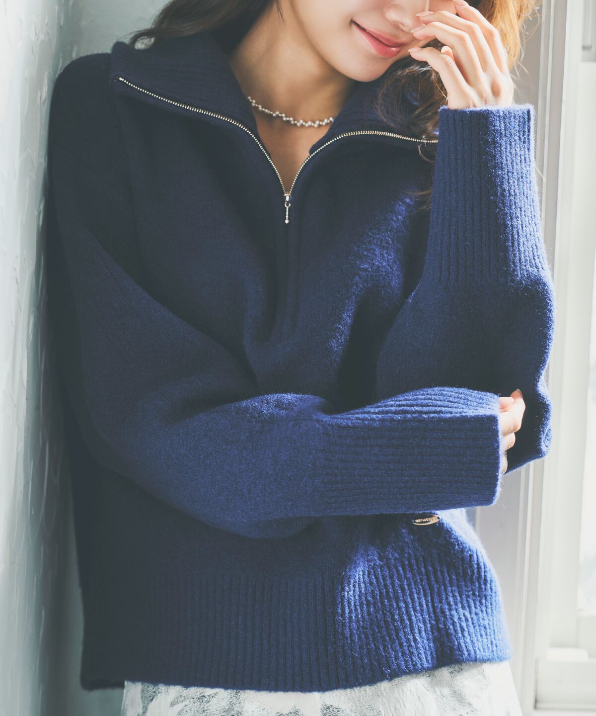 アンドクチュール「ZIPビッグカラープルオーバー」|ニット・セーター|