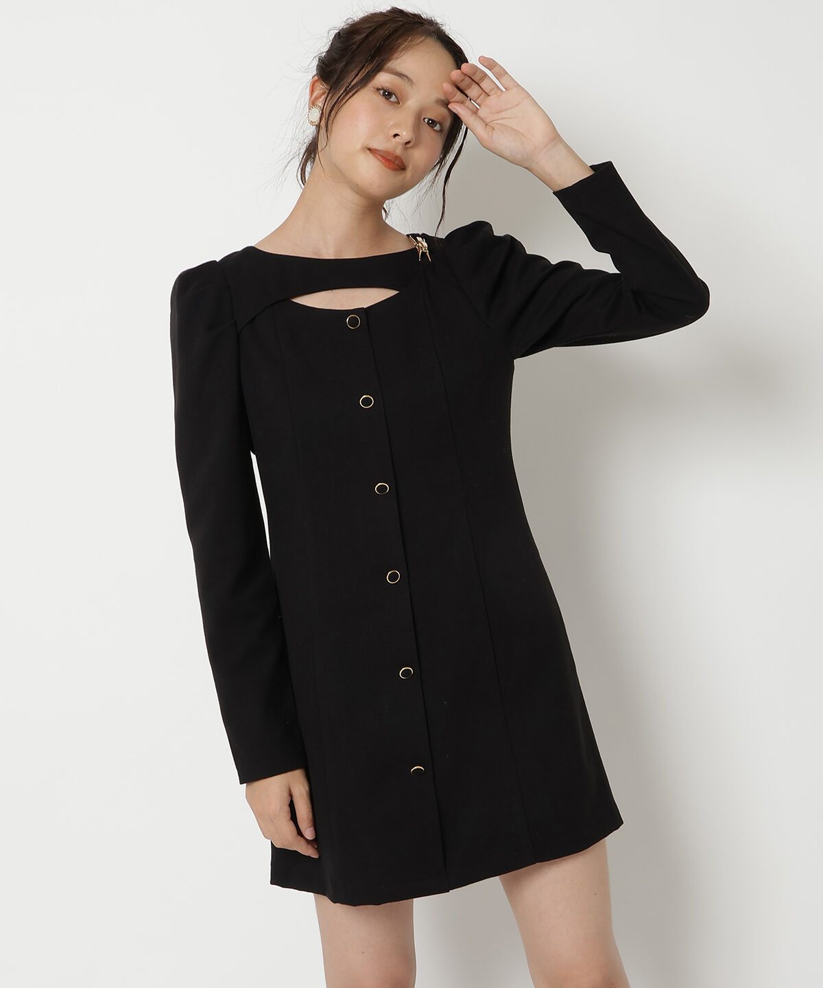 REDYAZEL「デコルテデザインパワショルミニワンピース」|ワンピース|