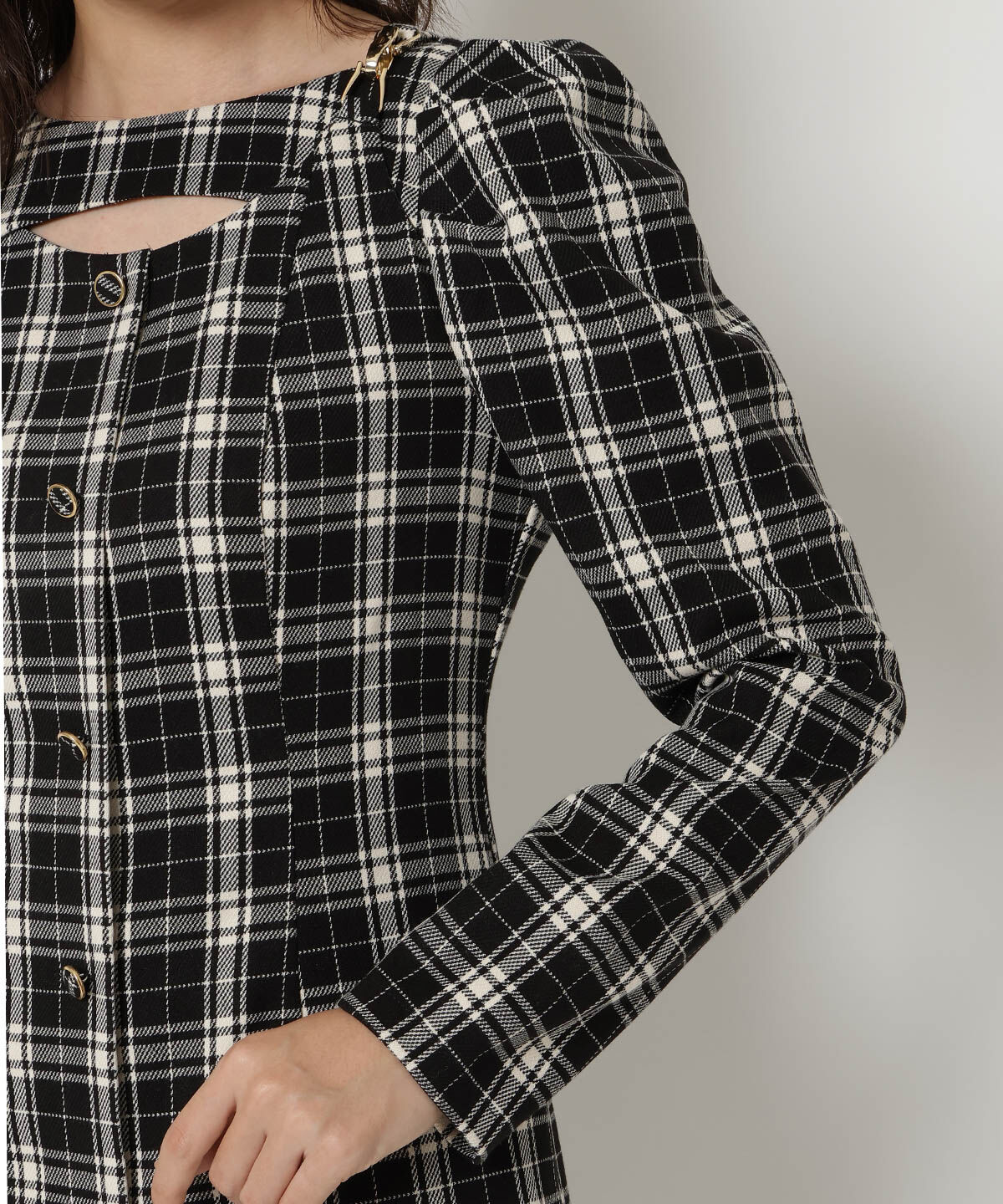 REDYAZEL「デコルテデザインパワショルミニワンピース」|ワンピース|