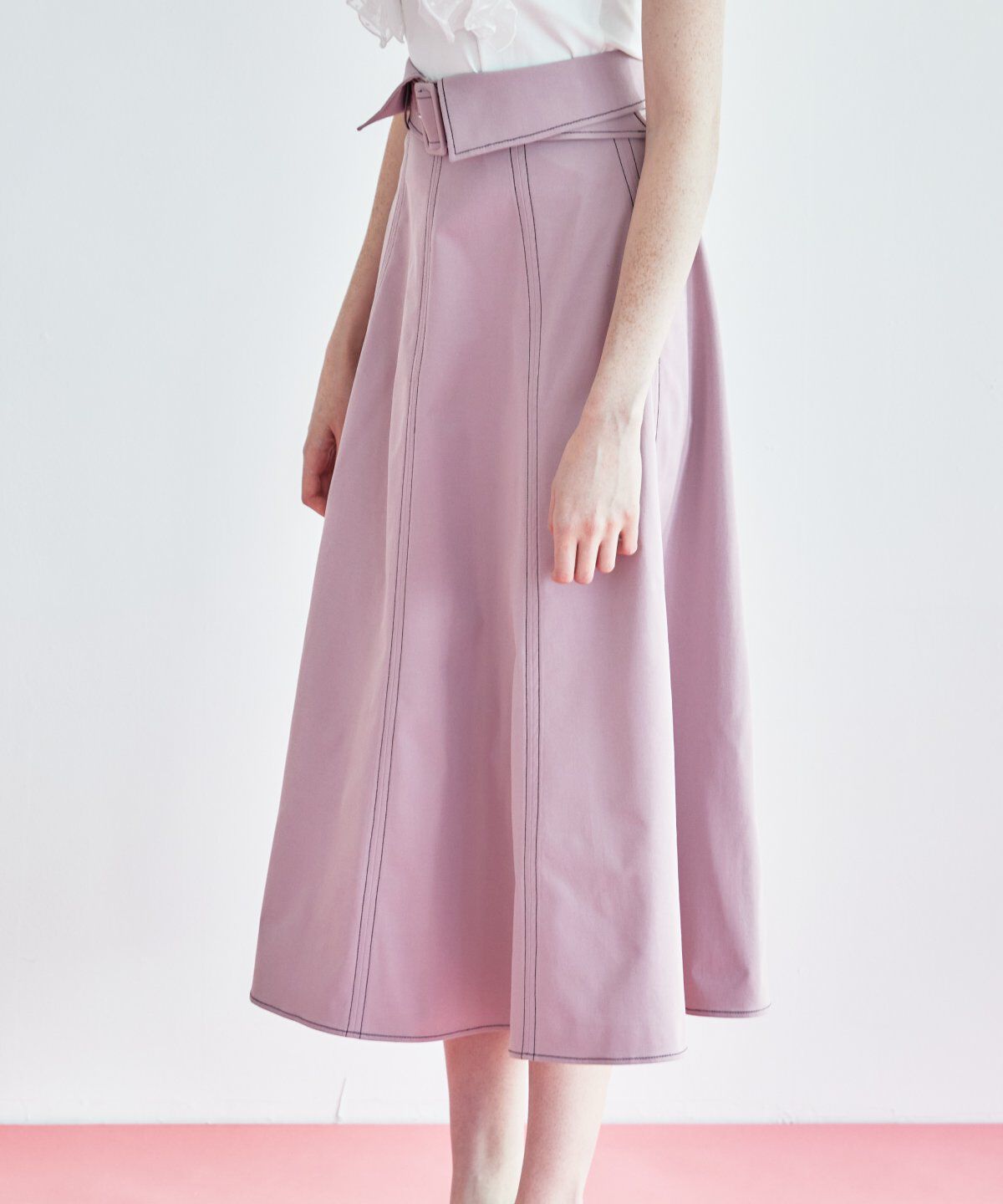 REDYAZEL「ステッチカラーフレアスカート」|フレア|