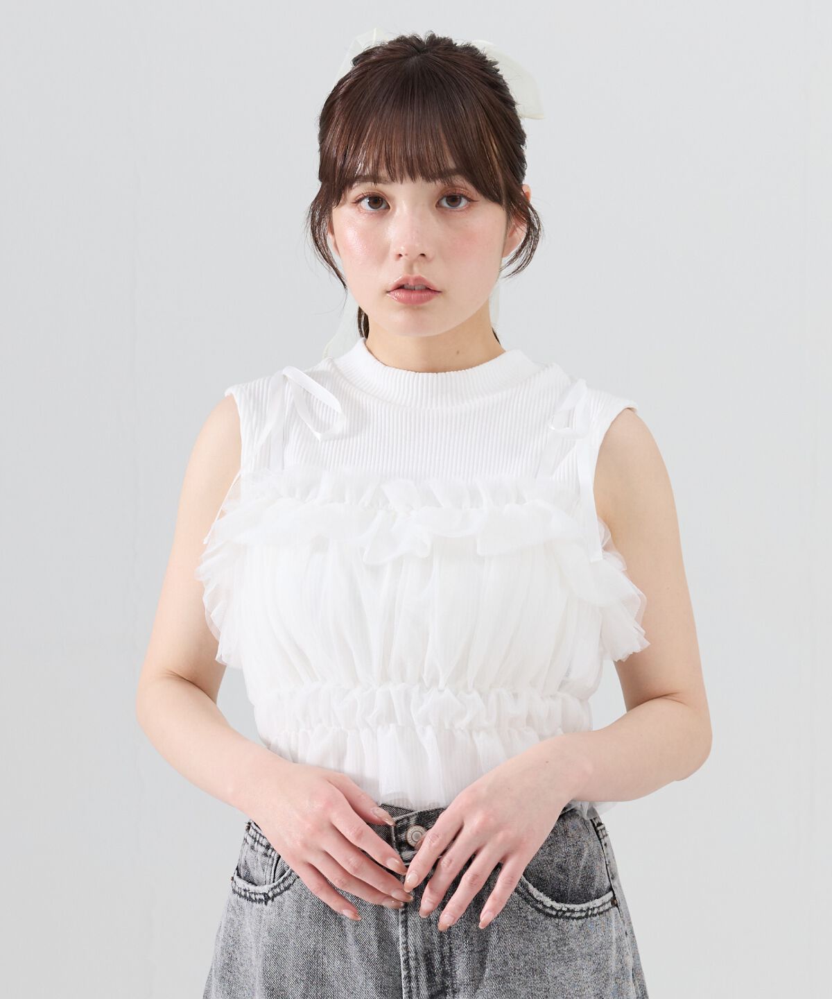 REDYAZEL「チュールビスチェｘノースリカットソー」|Tシャツ・カットソー|オフ