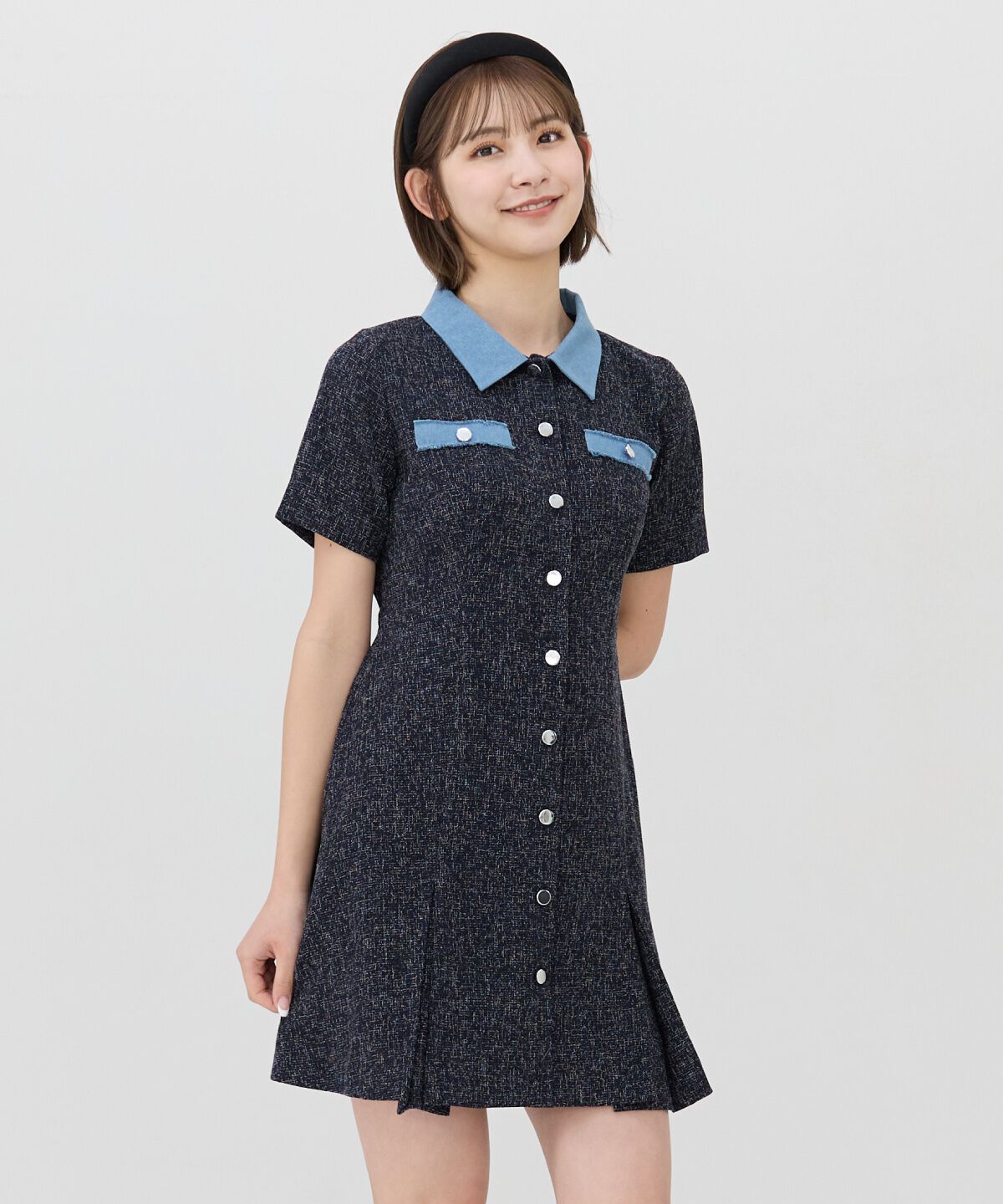 REDYAZEL「サマーツイード襟つきミニワンピース」|ワンピース|