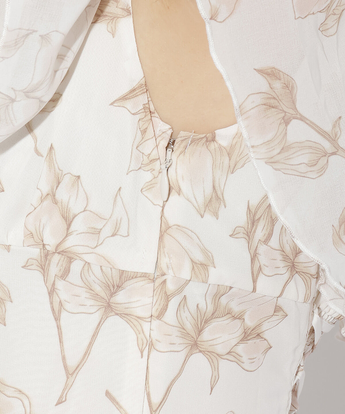 WILLSELECTION「ラインフラワー袖フリルワンピース」|ワンピース|