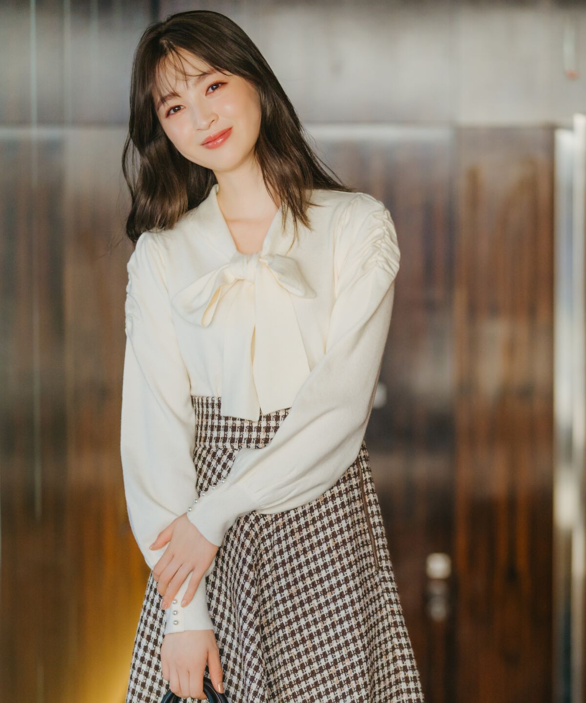 WILLSELECTION「ギャザー袖ボウタイプルオーバー」|ニット・セーター|オフ