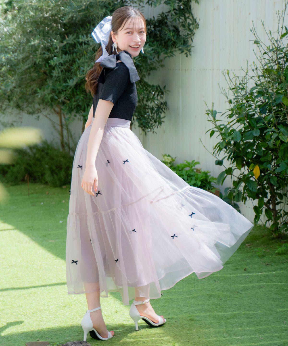 WILLSELECTION「リボンデザインチュールスカート」|フレア|