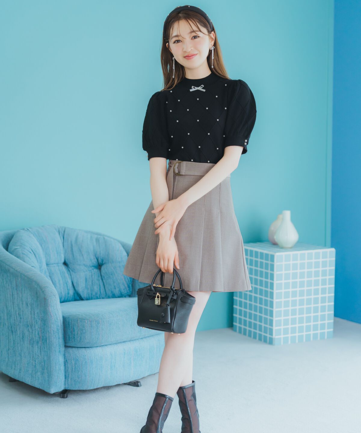 WILLSELECTION「ダイヤ柄パールパフニット」|ニット・セーター|