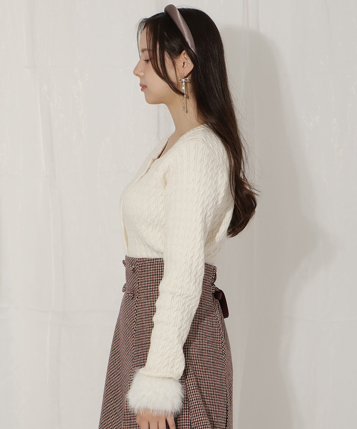 WILLSELECTION「ファーカフスケーブルカーディガン」|カーディガン|