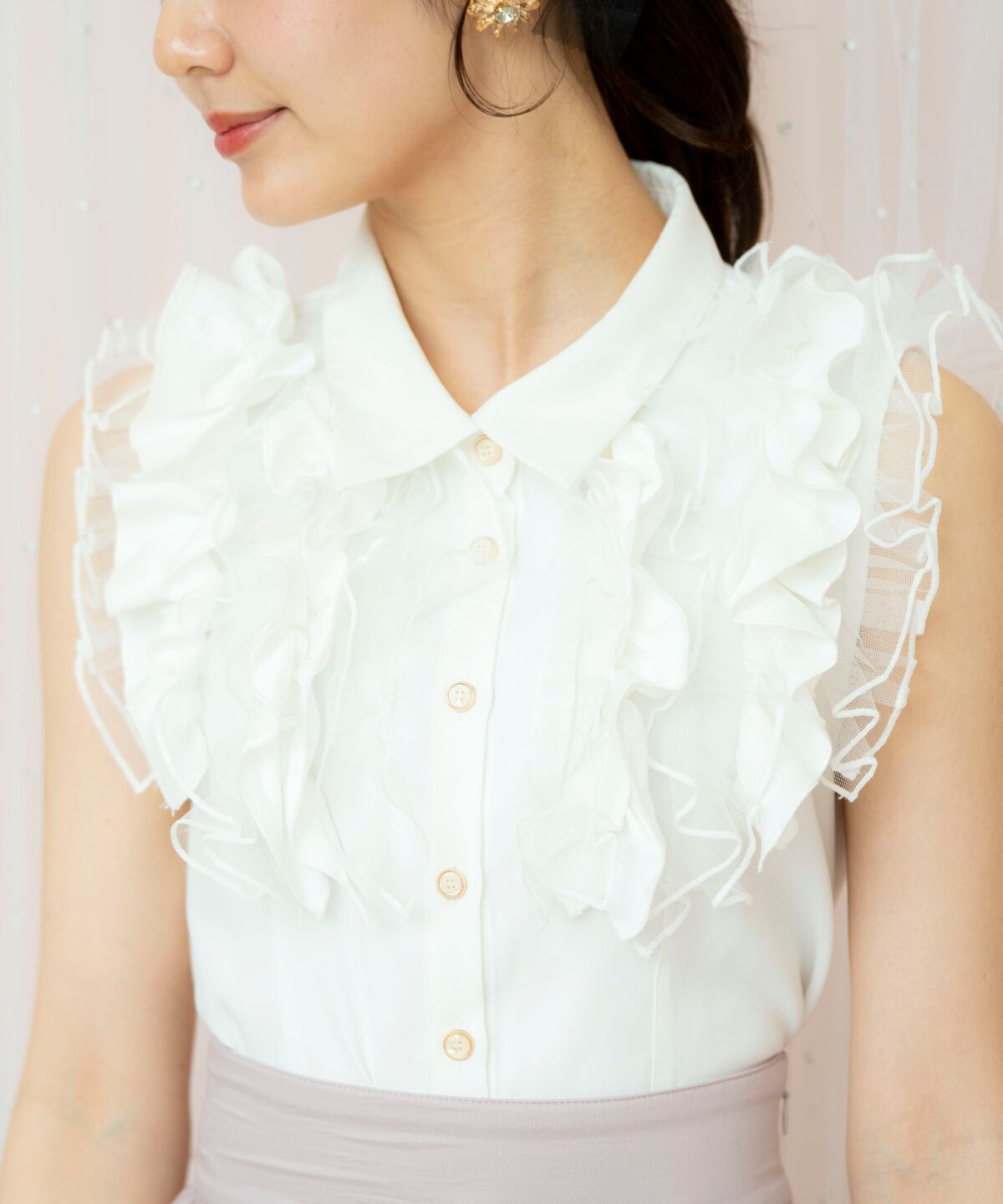 WILLSELECTION「チュールフリルブラウス」|シャツ・ブラウス|