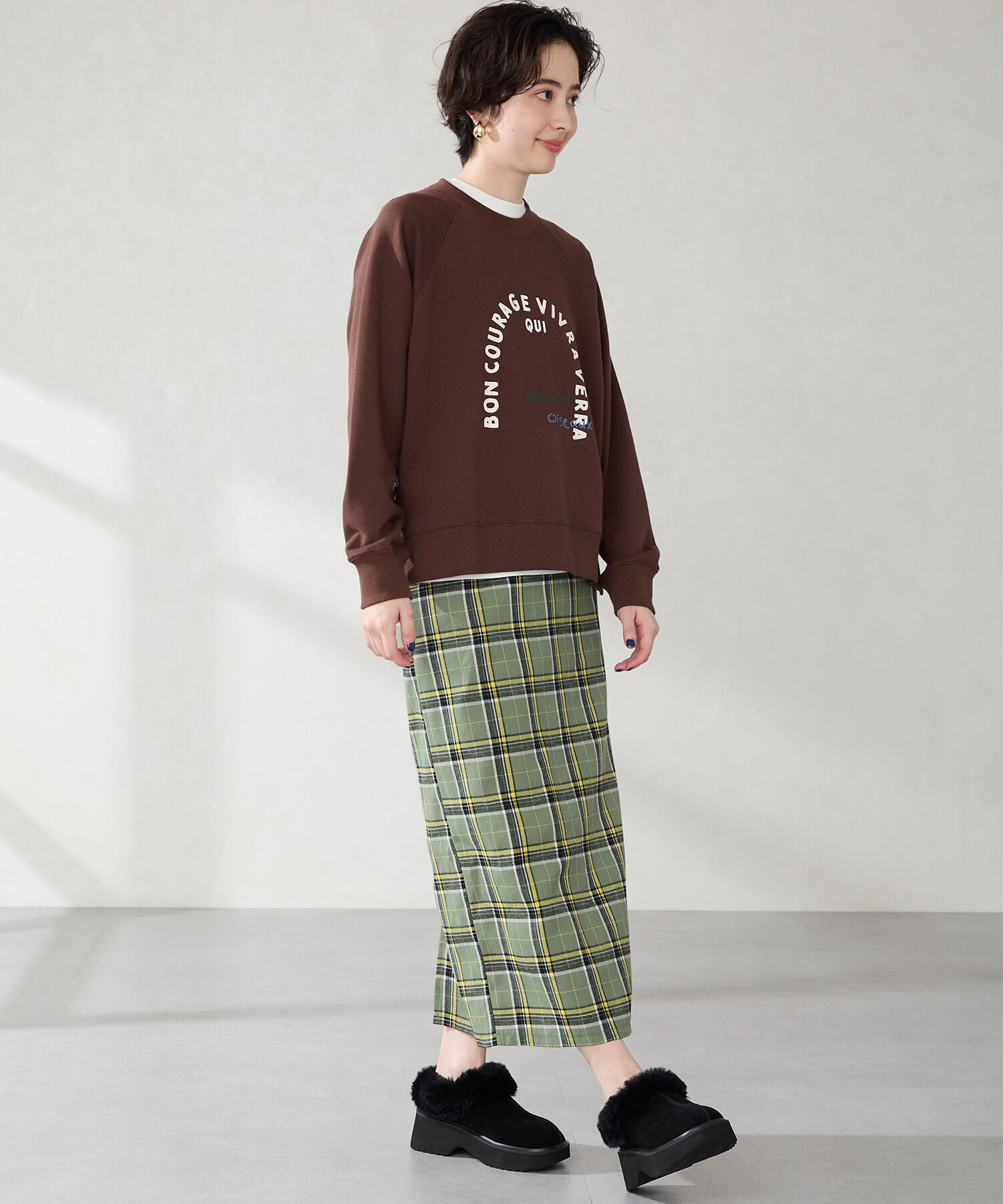 ORiental TRaffic「●2025秋冬新作●【 厚底 ・ 美脚 】 ムートン サボ /51325 ファー レオパード 防寒 」|サンダル|