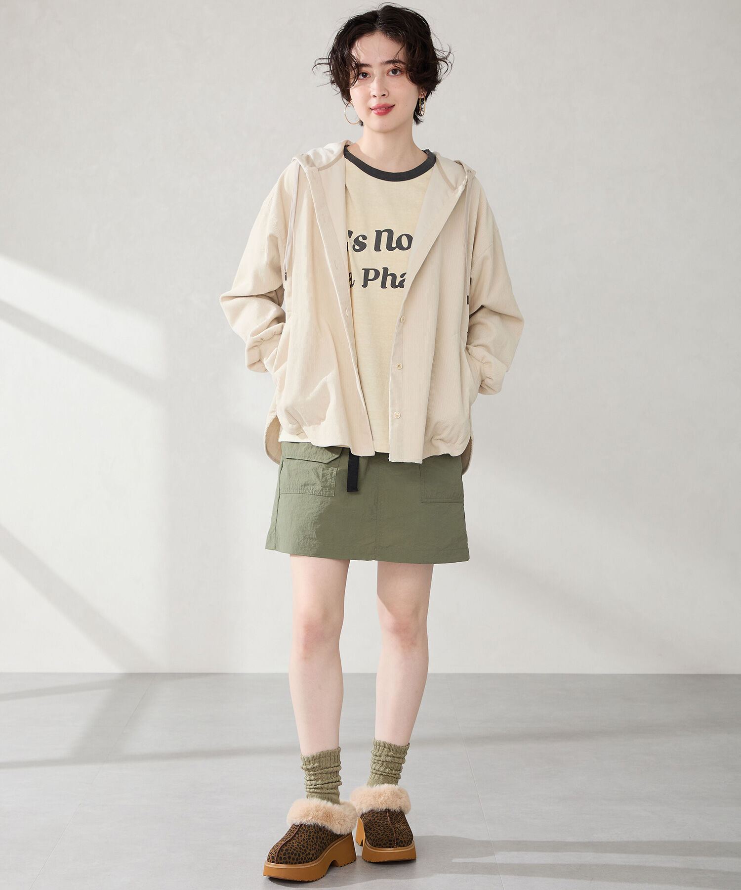 ORiental TRaffic「●2025秋冬新作●【 厚底 ・ 美脚 】 ムートン サボ /51325 ファー レオパード 防寒 」|サンダル|