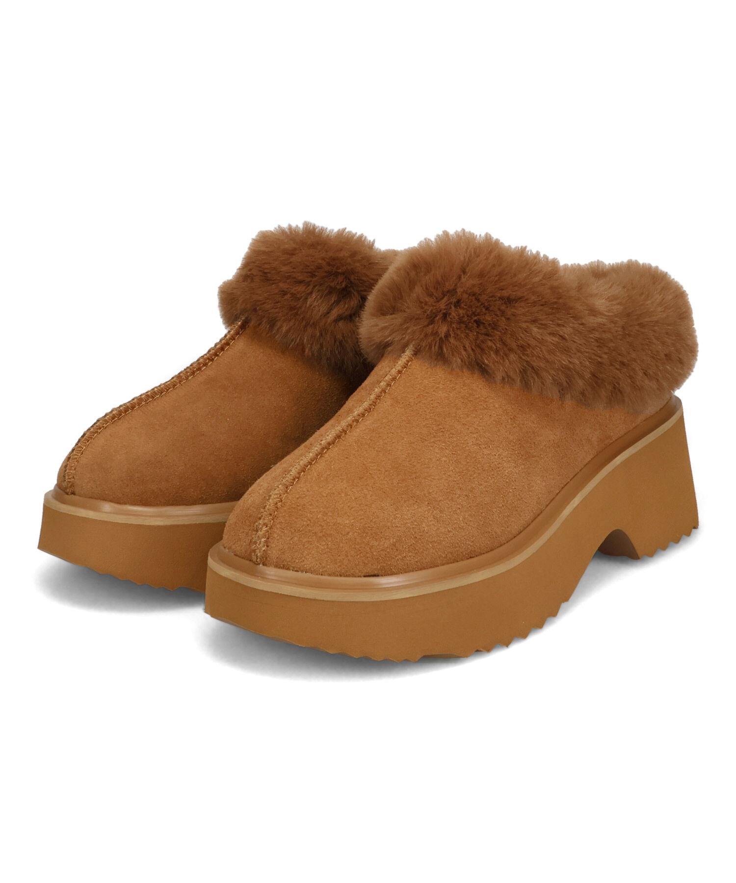 ORiental TRaffic「●2025秋冬新作●【 厚底 ・ 美脚 】 ムートン サボ /51325 ファー レオパード 防寒 」|サンダル|