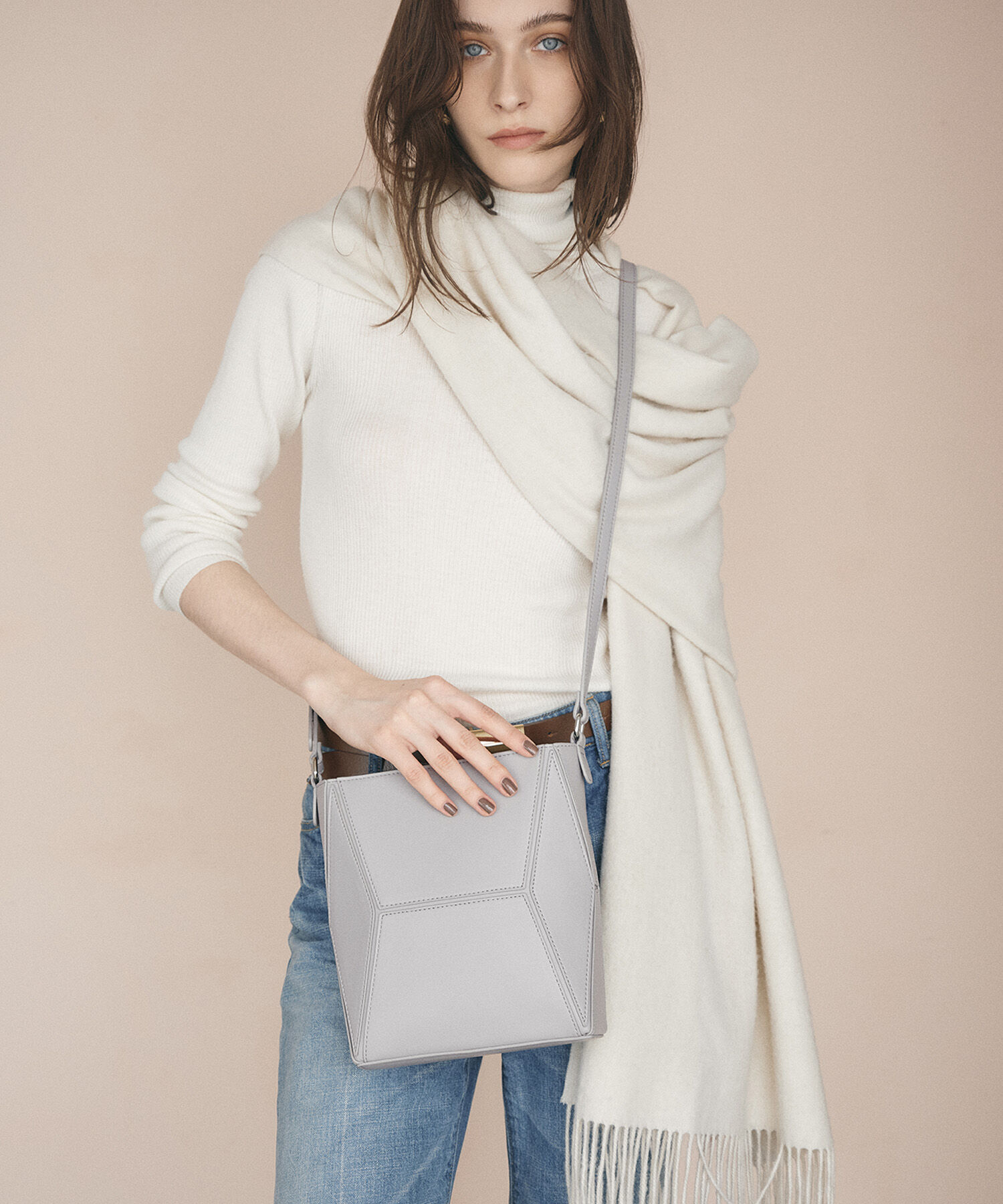 TOPKAPI TREASURE「【TREASURE TOPKAPI】 ジオメトリック ショルダーバッグ」|ショルダー・メッセンジャー|ライトグレー