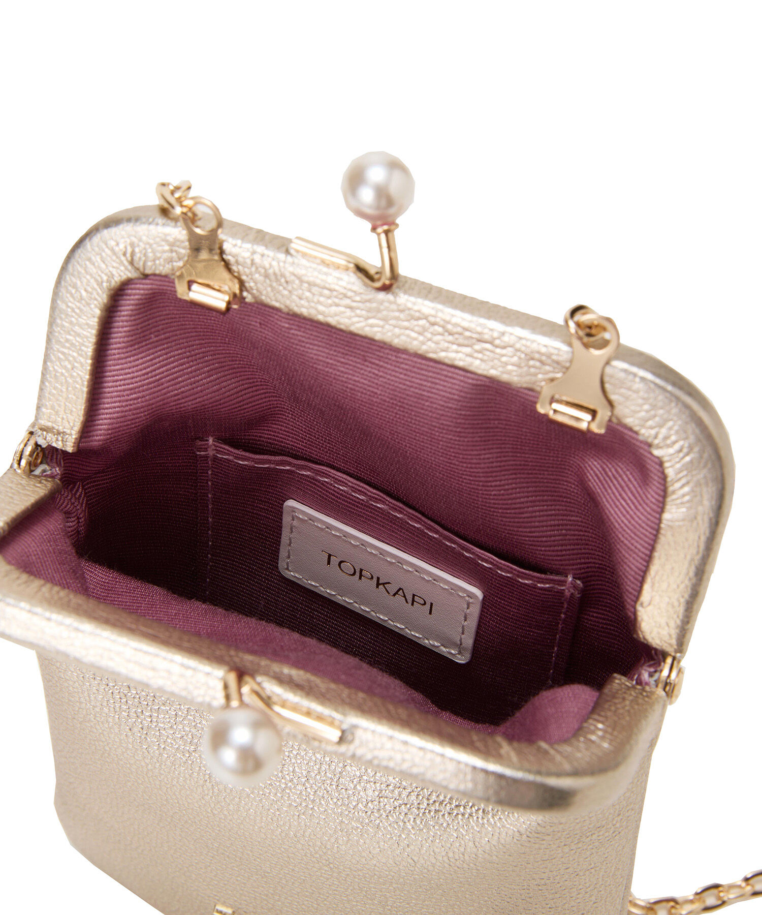 TOPKAPI 「【TOPKAPI】シュリンクレザー パール チェーン ショルダー バッグ / スマホショルダー」|モバイルケース|