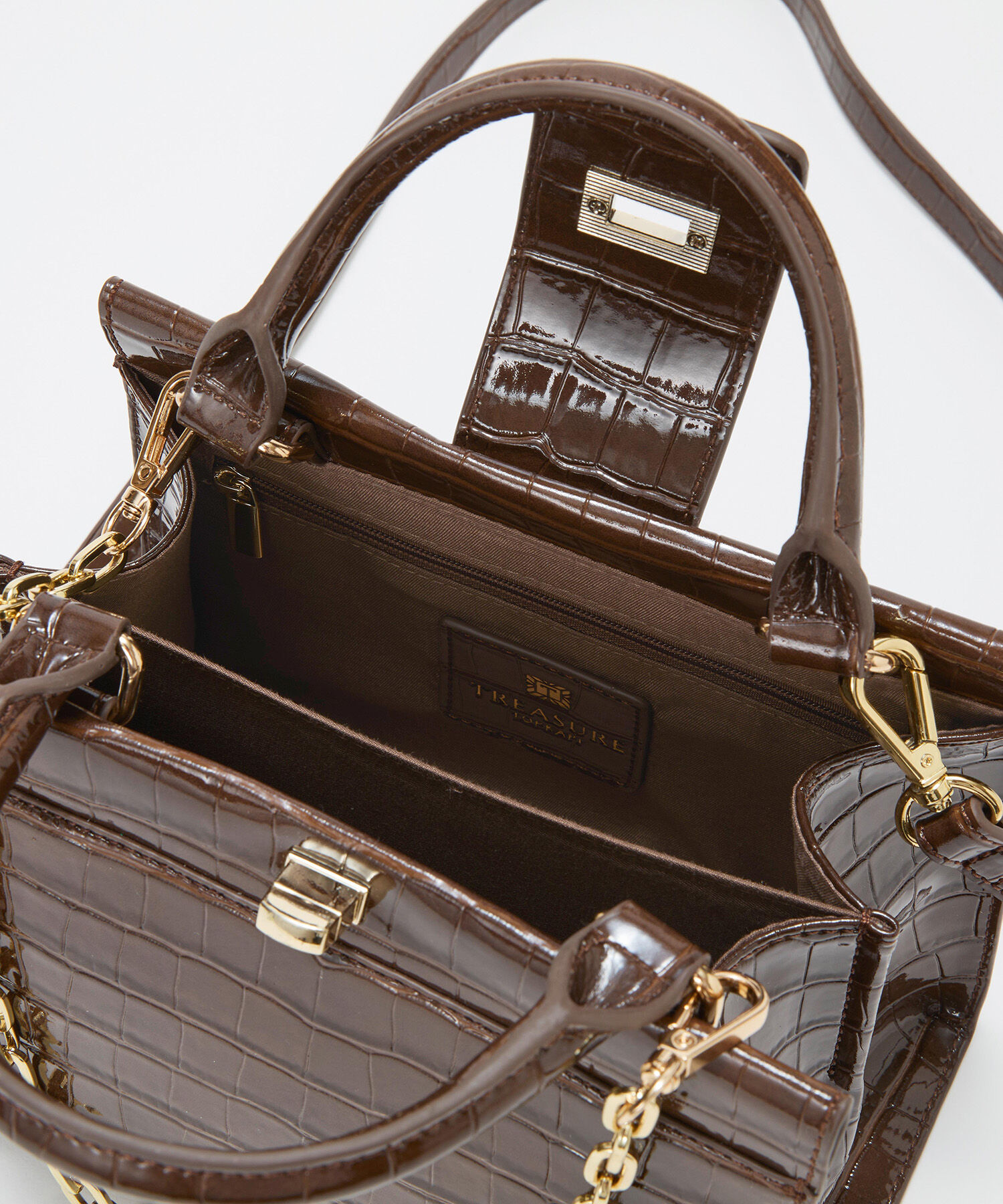 TOPKAPI TREASURE「【TREASURE TOPKAPI】クロコ エナメル 2way ハンドバッグ」|トートバッグ|