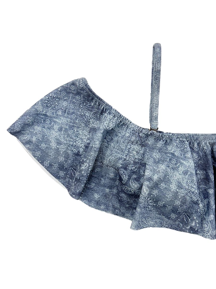 PEAK&PINE「デニムプリントオフショルダービキニ」|ビキニ|