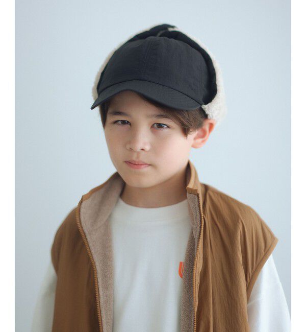 UNITED ARROWS green label relaxing「【別注】＜halo commodity＞耳あて付き キャップ / キッズ  」|キャップ・キャスケット|BLACK