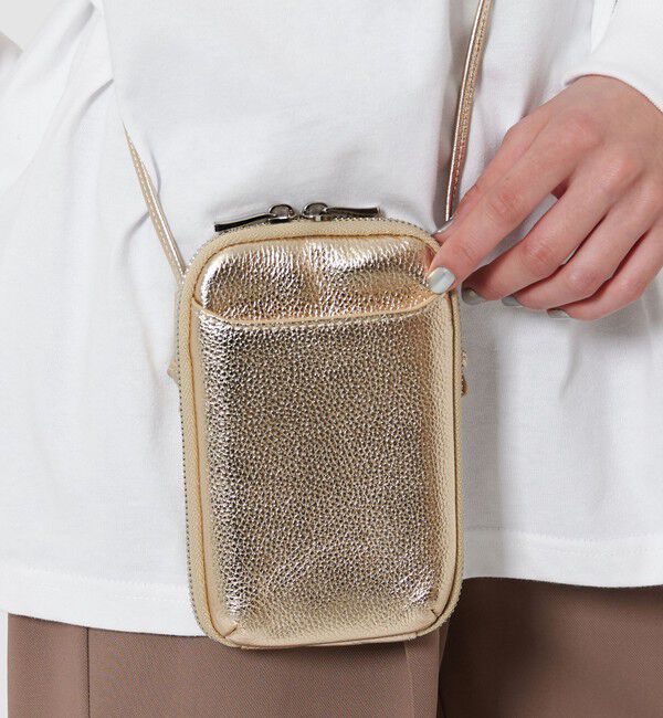 BEAUTY&YOUTH UNITED ARROWS「レザー ジップスリム ウォレットショルダー」|ショルダー・メッセンジャー|GOLD