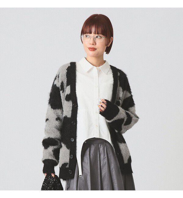 Ray BEAMS 「Lee / ANIMAL KNIT CARDIGAN」|カーディガン|BLACK