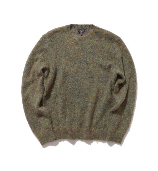 BEAMS PLUS「ストレッチ モヘヤ クルーネック ニット」|ニット・セーター|GREEN