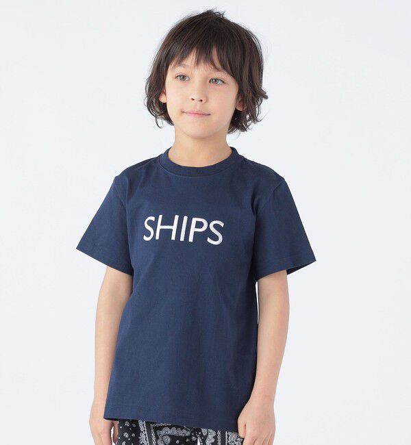 SHIPS KIDS「SHIPS KIDS:100～160cm / SHIPS ロゴ TEE」|Tシャツ・カットソー|ネイビー