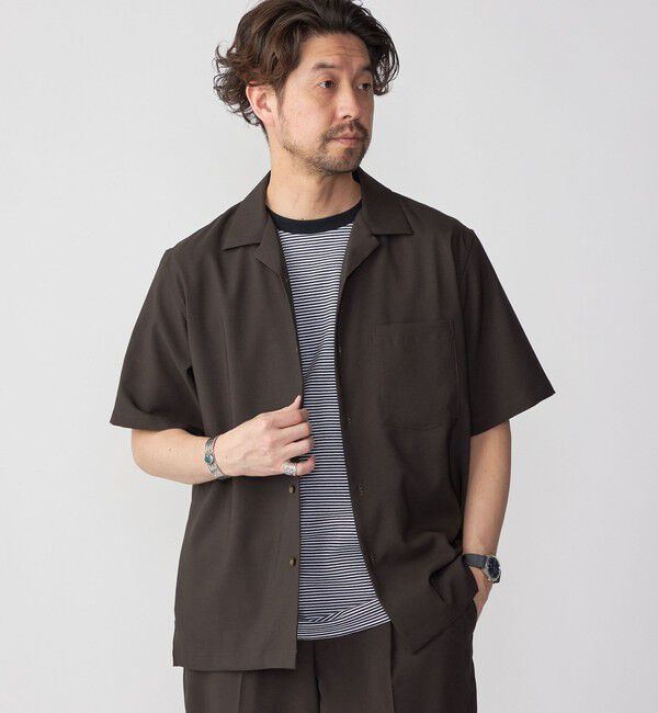 SHIPS「SHIPS: MADE IN JAPAN ドライタッチ オープンカラーシャツ 23SS」|シャツ・ブラウス|ブラウン