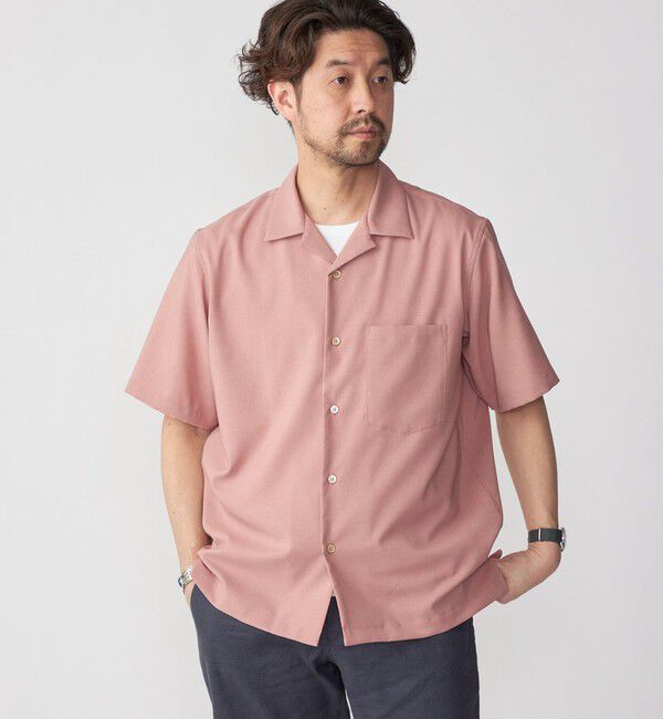 SHIPS「SHIPS: MADE IN JAPAN ドライタッチ オープンカラーシャツ 23SS」|シャツ・ブラウス|ピンク