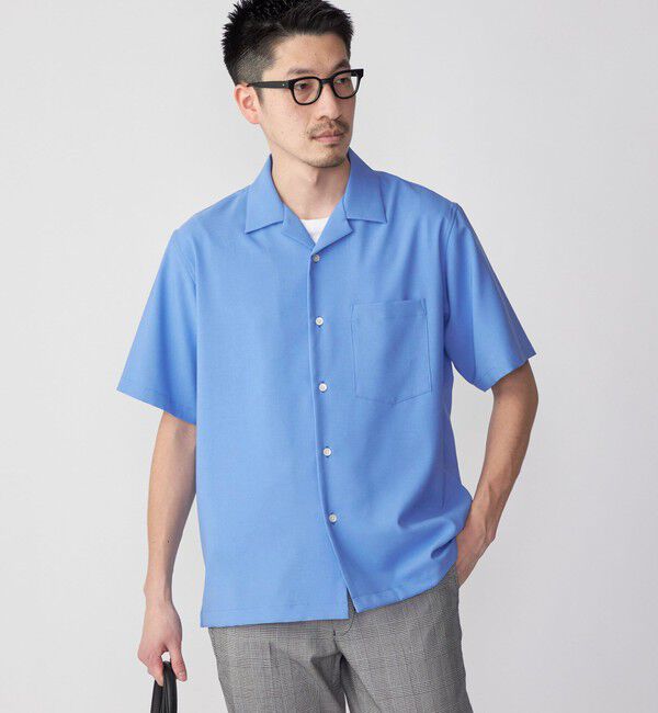SHIPS「SHIPS: MADE IN JAPAN ドライタッチ オープンカラーシャツ 23SS」|シャツ・ブラウス|ブルー