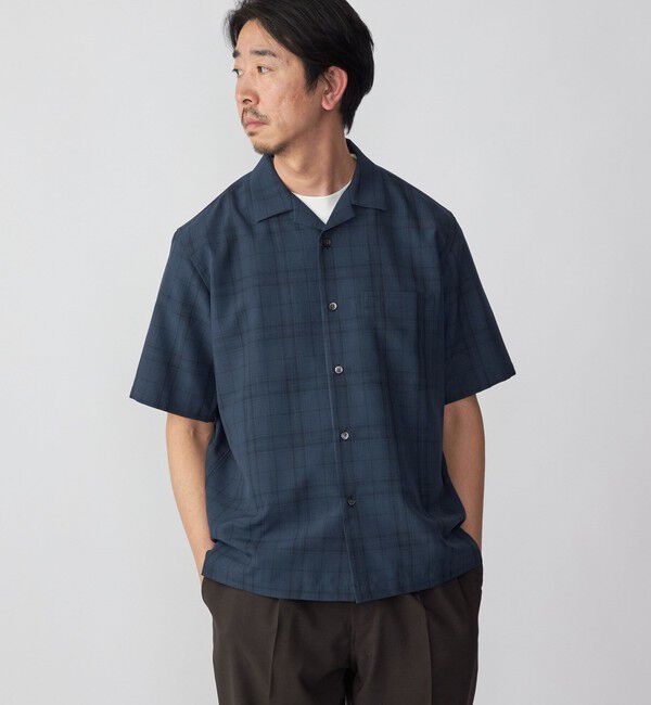 SHIPS「SHIPS: MADE IN JAPAN ドライタッチ オープンカラーシャツ 23SS」|シャツ・ブラウス|ネイビー