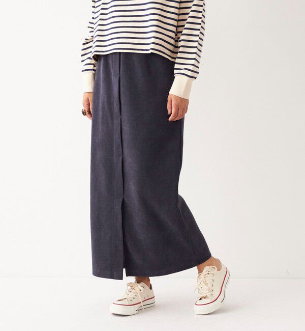 SHIPS Colors 「SHIPS Colors:〈洗濯機可能〉カット コーデュロイ タイト スカート」|タイト|ネイビー