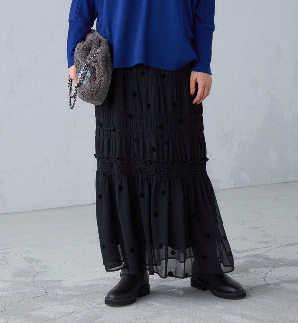 SHIPS for women「フロッキー ドット シャーリング スカート」|スカート|ブラック