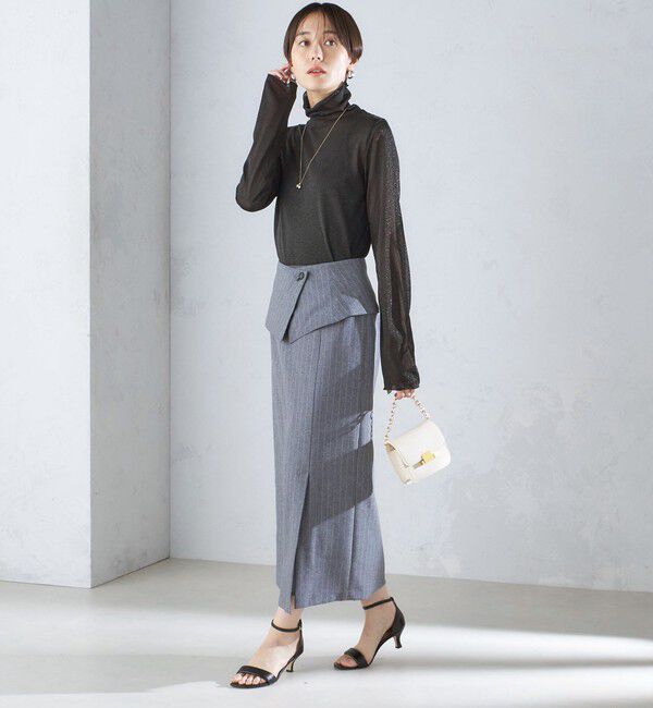 SHIPS for women「〈手洗い可能〉ベルト付 ストライプ タイト スカート 24SS ◇」|タイト|