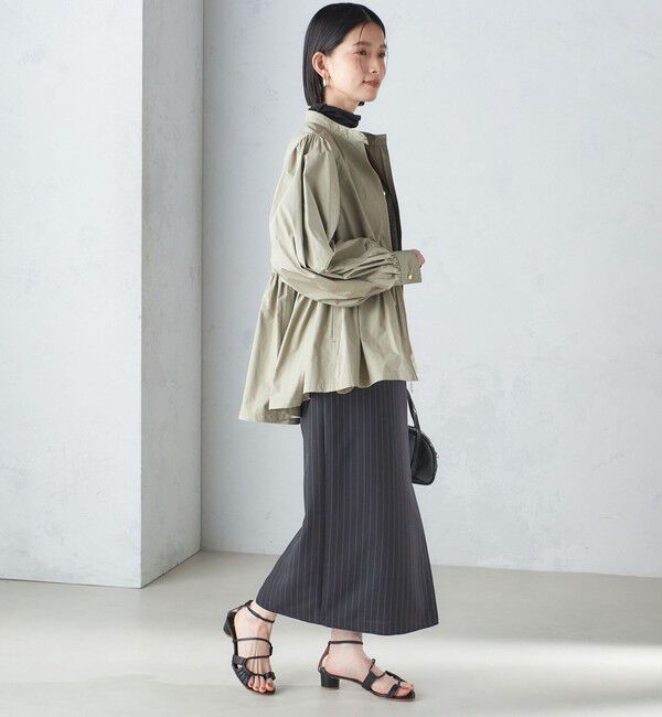 SHIPS for women「〈手洗い可能〉ベルト付 ストライプ タイト スカート 24SS ◇」|タイト|