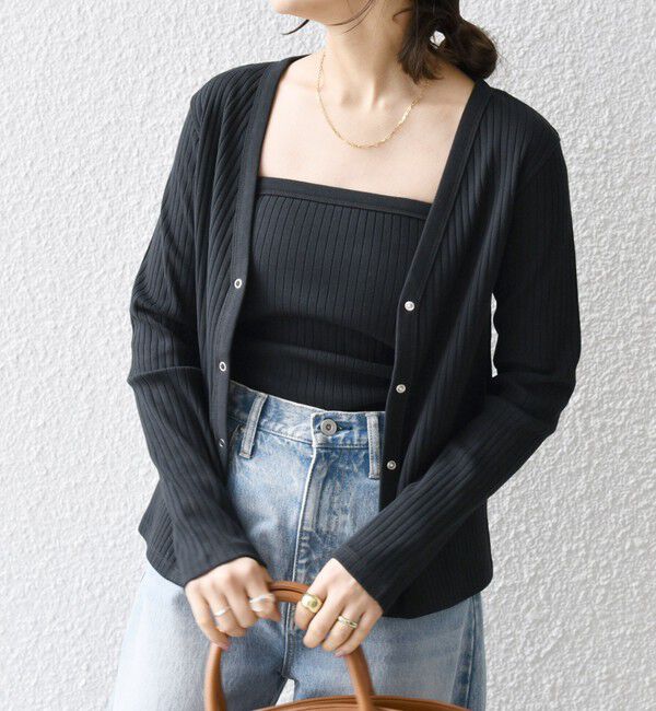 SHIPS any「SHIPS any:〈洗濯機可能〉テレコ ベアトップ セット カーディガン」|カーディガン|