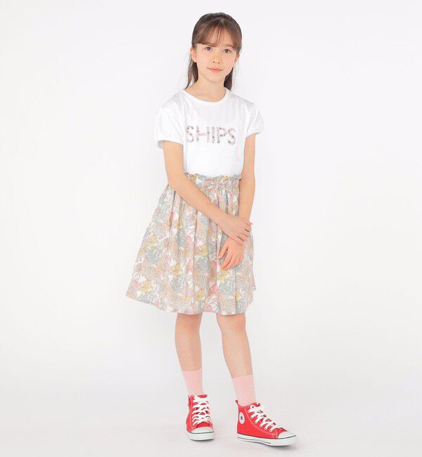 SHIPS KIDS「SHIPS KIDS:140～150cm / ガーリー 刺繍 ロゴ TEE」|Tシャツ・カットソー|