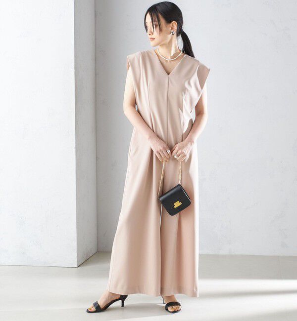 SHIPS for women「little black:Vネック ワイド シルエット オールインワン（セレモニー対応可）」|オールインワン|