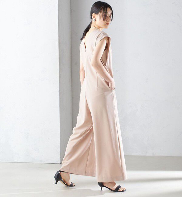 SHIPS for women「little black:Vネック ワイド シルエット オールインワン（セレモニー対応可）」|オールインワン|