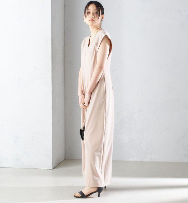 SHIPS for women「little black:Vネック ワイド シルエット オールインワン（セレモニー対応可）」|オールインワン|