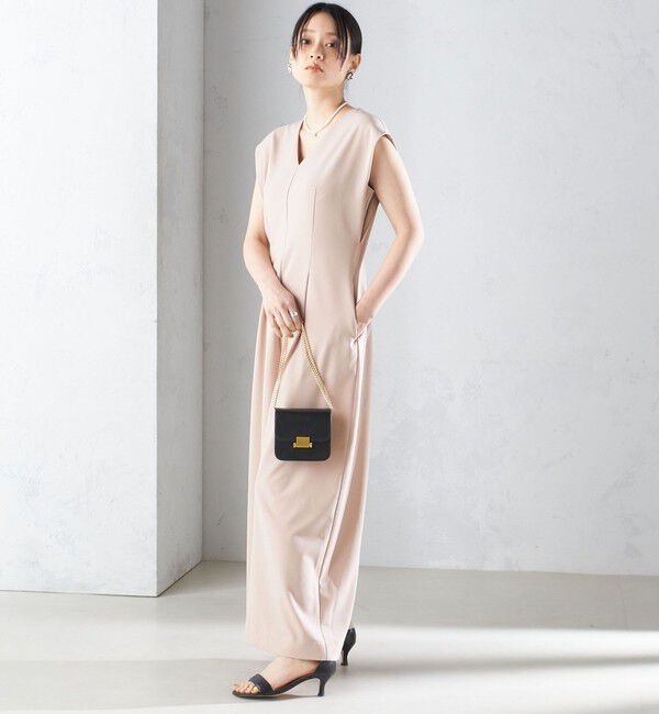 SHIPS for women「little black:Vネック ワイド シルエット オールインワン（セレモニー対応可）」|オールインワン|