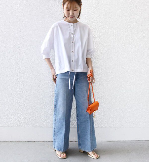 SHIPS for women「〈手洗い可能〉裾 ドロスト メタル ボタン ブラウス」|シャツ・ブラウス|