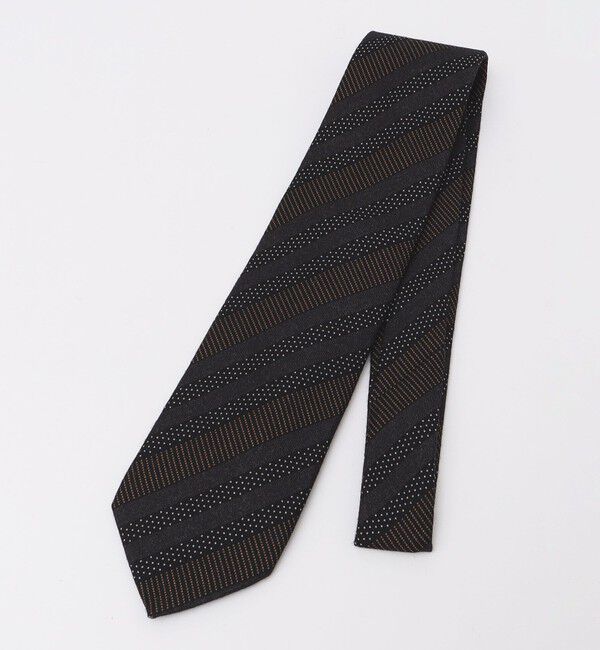 SHIPS「【SHIPS別注】Stefano Cau: ウール プリント ドット ストライプ ネクタイ」|ネクタイ・蝶ネクタイ|ブラック