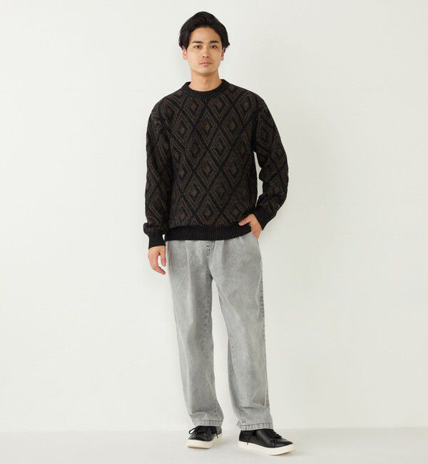 SHIPS Colors 「SHIPS Colors:〈手洗い可能〉リバーシブル ジャカード 総柄 ニット」|ニット・セーター|