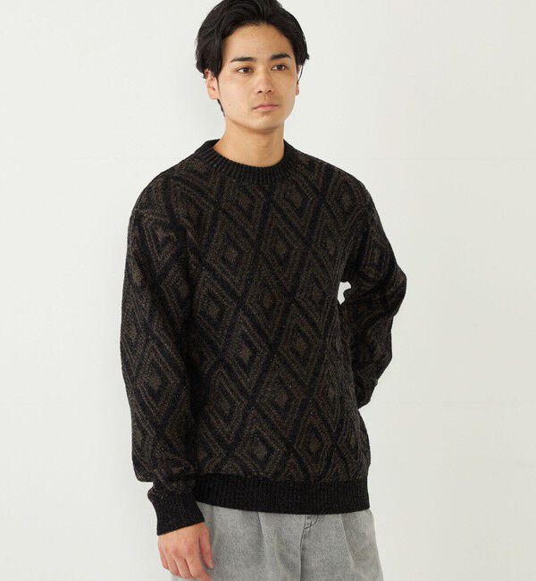 SHIPS Colors 「SHIPS Colors:〈手洗い可能〉リバーシブル ジャカード 総柄 ニット」|ニット・セーター|