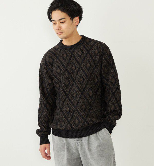 SHIPS Colors 「SHIPS Colors:〈手洗い可能〉リバーシブル ジャカード 総柄 ニット」|ニット・セーター|